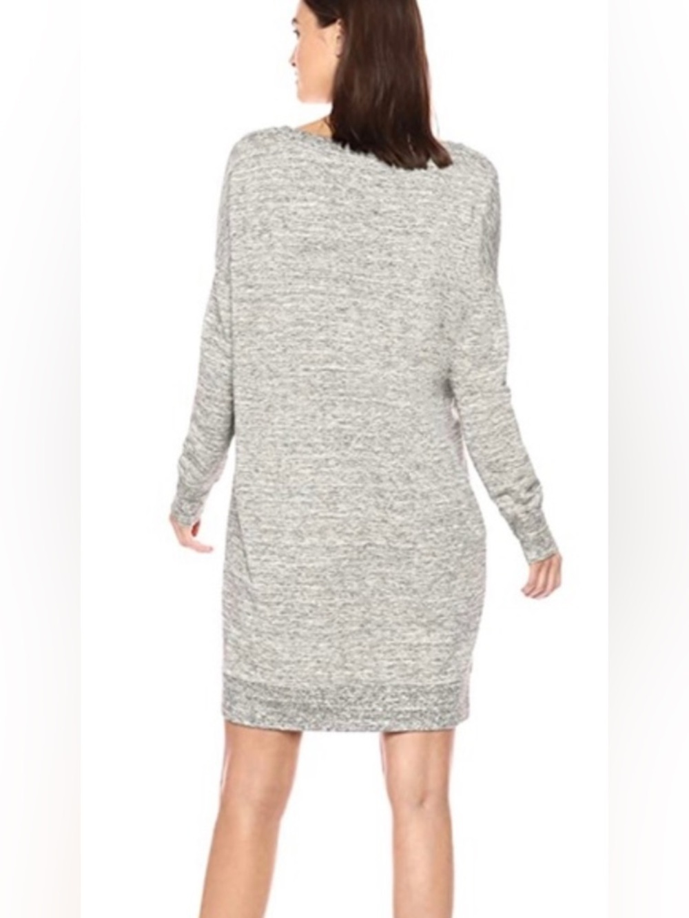 Daily Practice V Neck 3/4 Quarter Sleeve Sweater Dress in Heather Grey - Size S - Picture 2 of 5